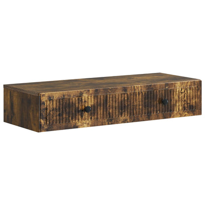 vidaXL Wall-Mounted Side Table Smoked Oak 87.5 x 34.5 x 17 cm 2