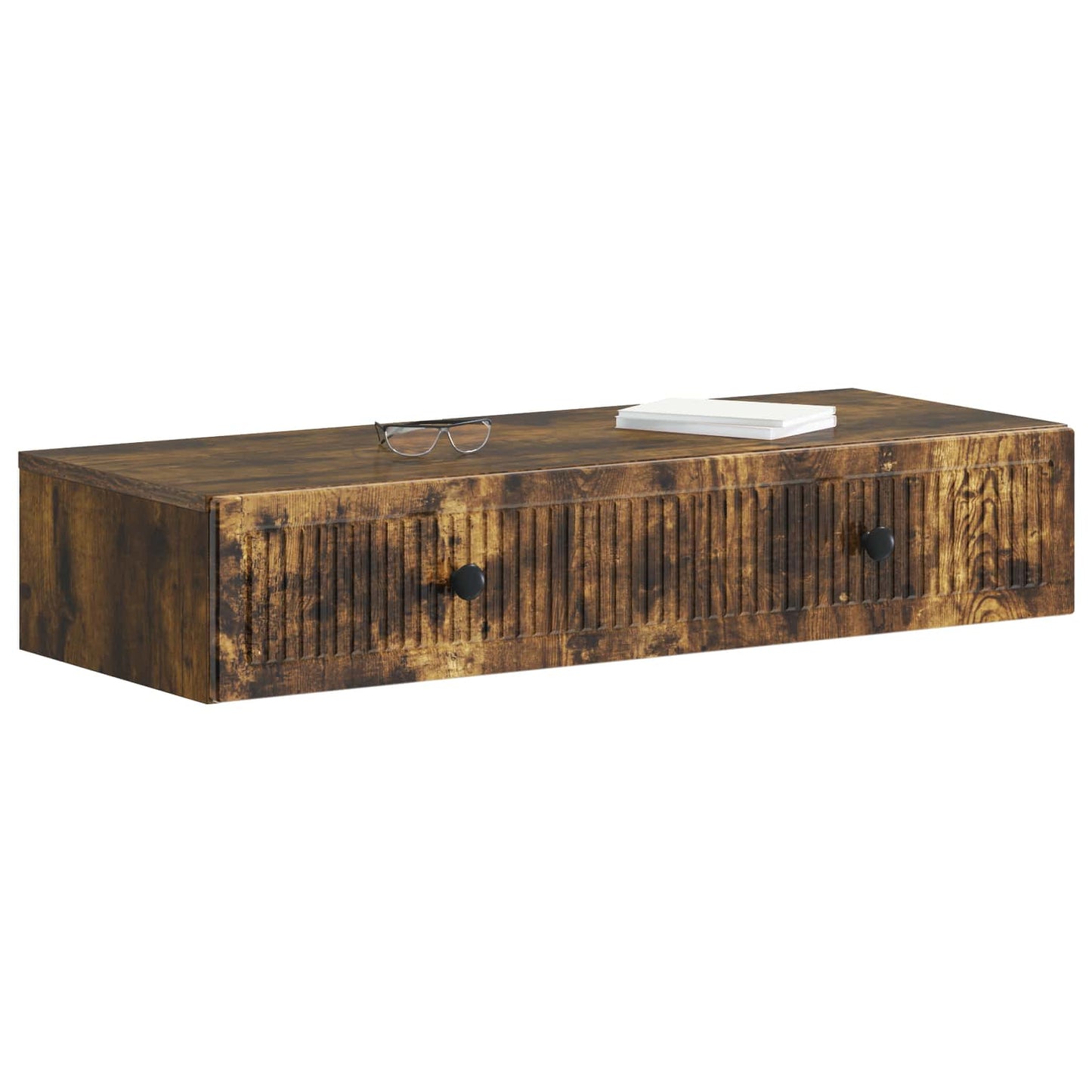 vidaXL Wall-Mounted Side Table Smoked Oak 87.5 x 34.5 x 17 cm 3