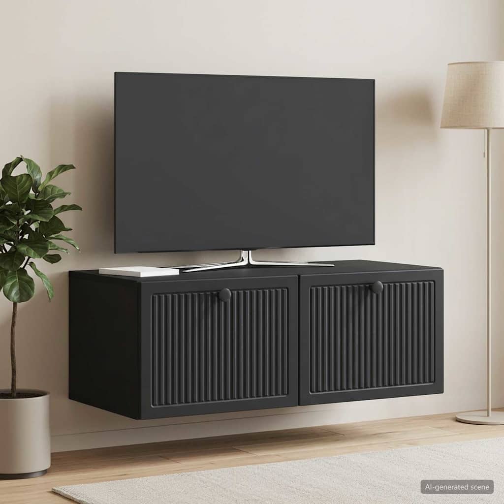 vidaXL Wall-Mounted TV Cabinet Black 78.5 x 41 x 30 cm Engineered Wood 1