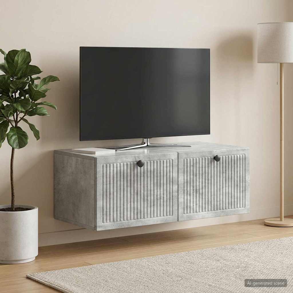 vidaXL Wall-Mounted TV Cabinet Concrete Grey 78.5 x 41 x 30 cm 1