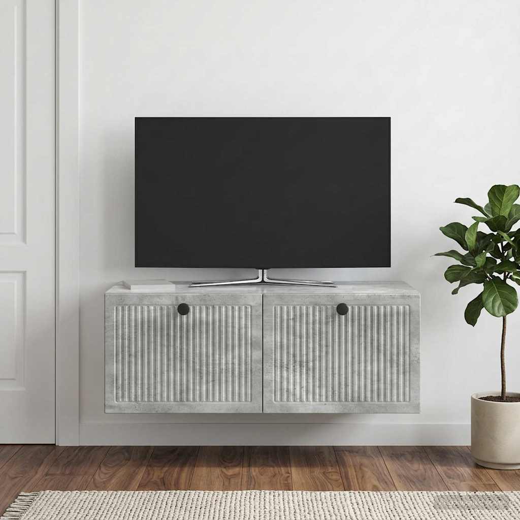 vidaXL Wall-Mounted TV Cabinet Concrete Grey 78.5 x 41 x 30 cm 4