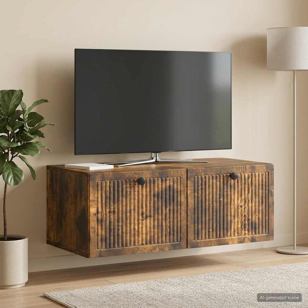 vidaXL Wall-Mounted TV Cabinet Smoked Oak 78.5 x 41 x 30 cm 4