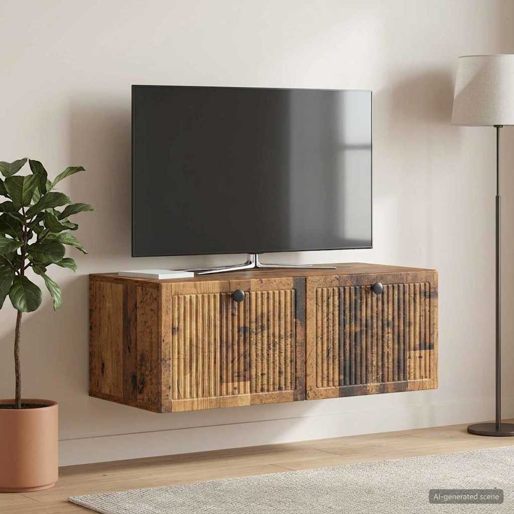 vidaXL Wall-Mounted TV Cabinet Wall-mounted Old Wood 78.5 x 41 x 30 cm 4