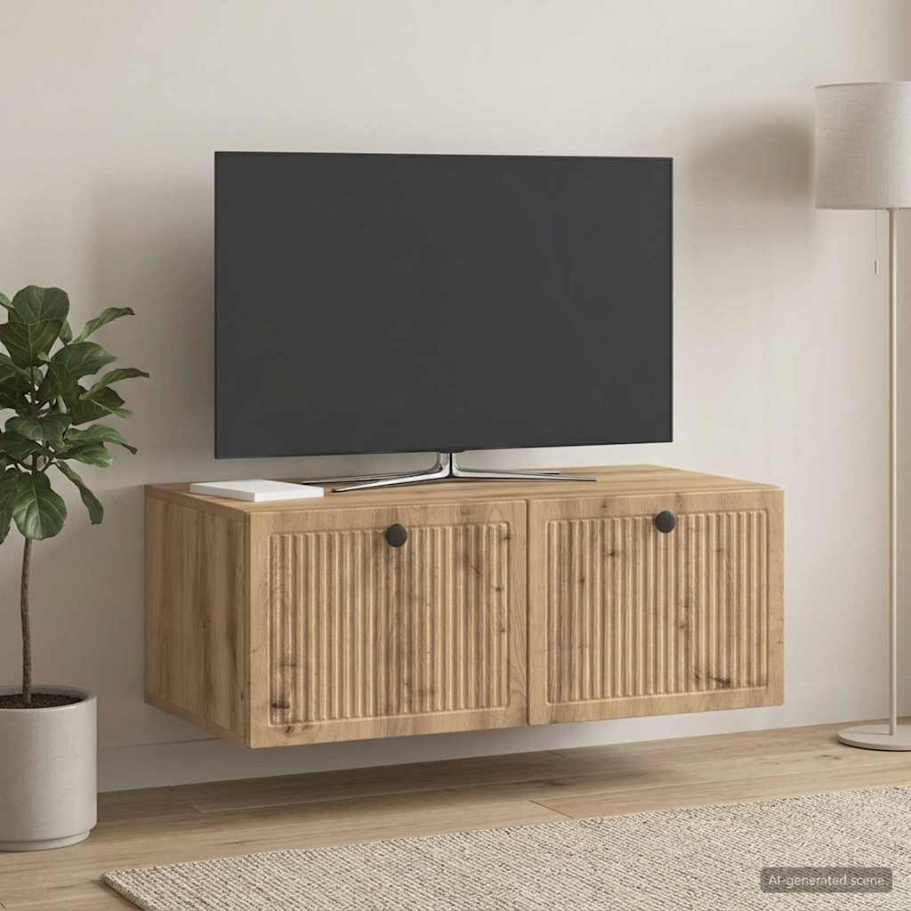 vidaXL Wall-Mounted TV Cabinet 78.5 x 41 x 30 cm Artisan Oak 4