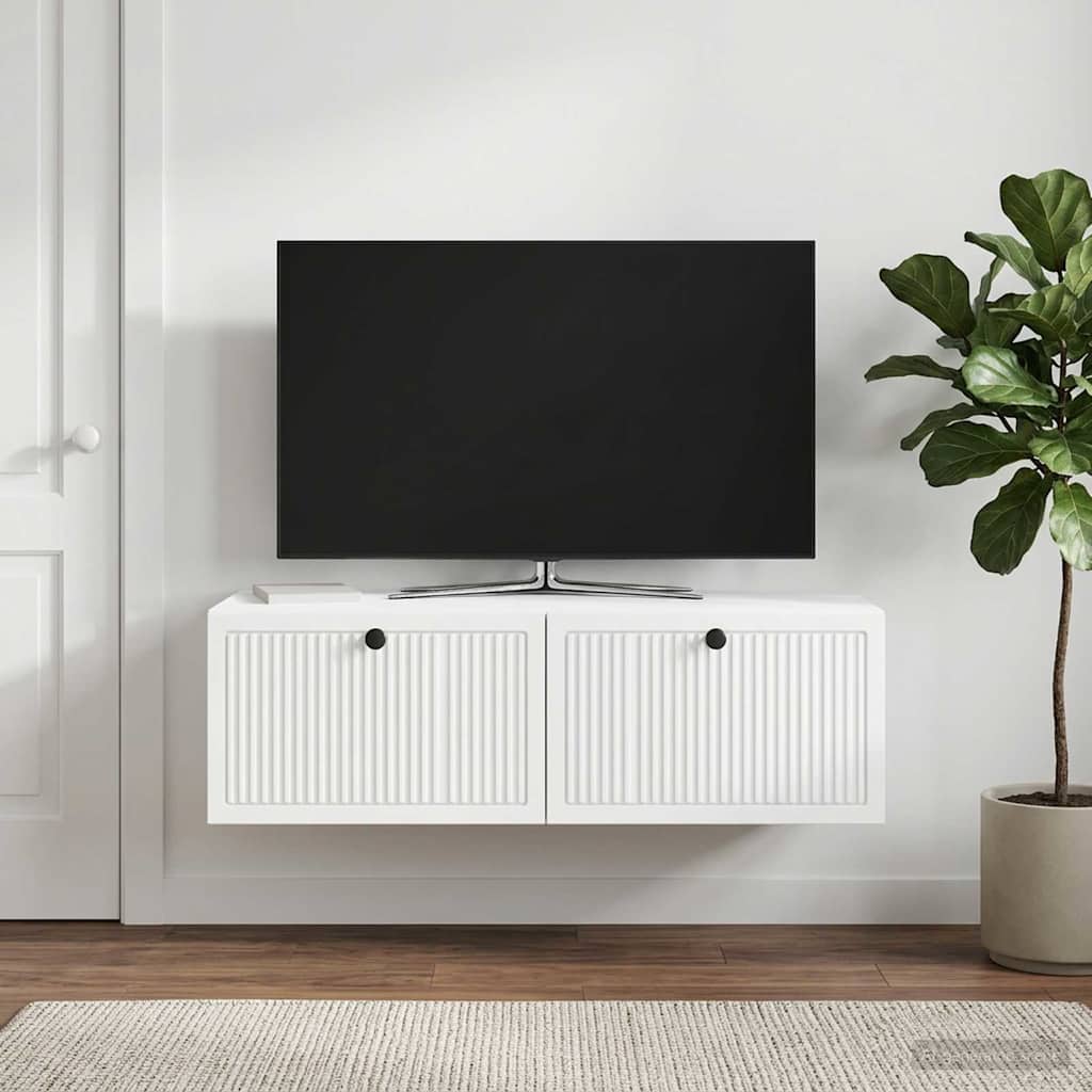 vidaXL Wall-Mounted TV Cabinet White 98 x 41 x 30 cm Engineered Wood 1