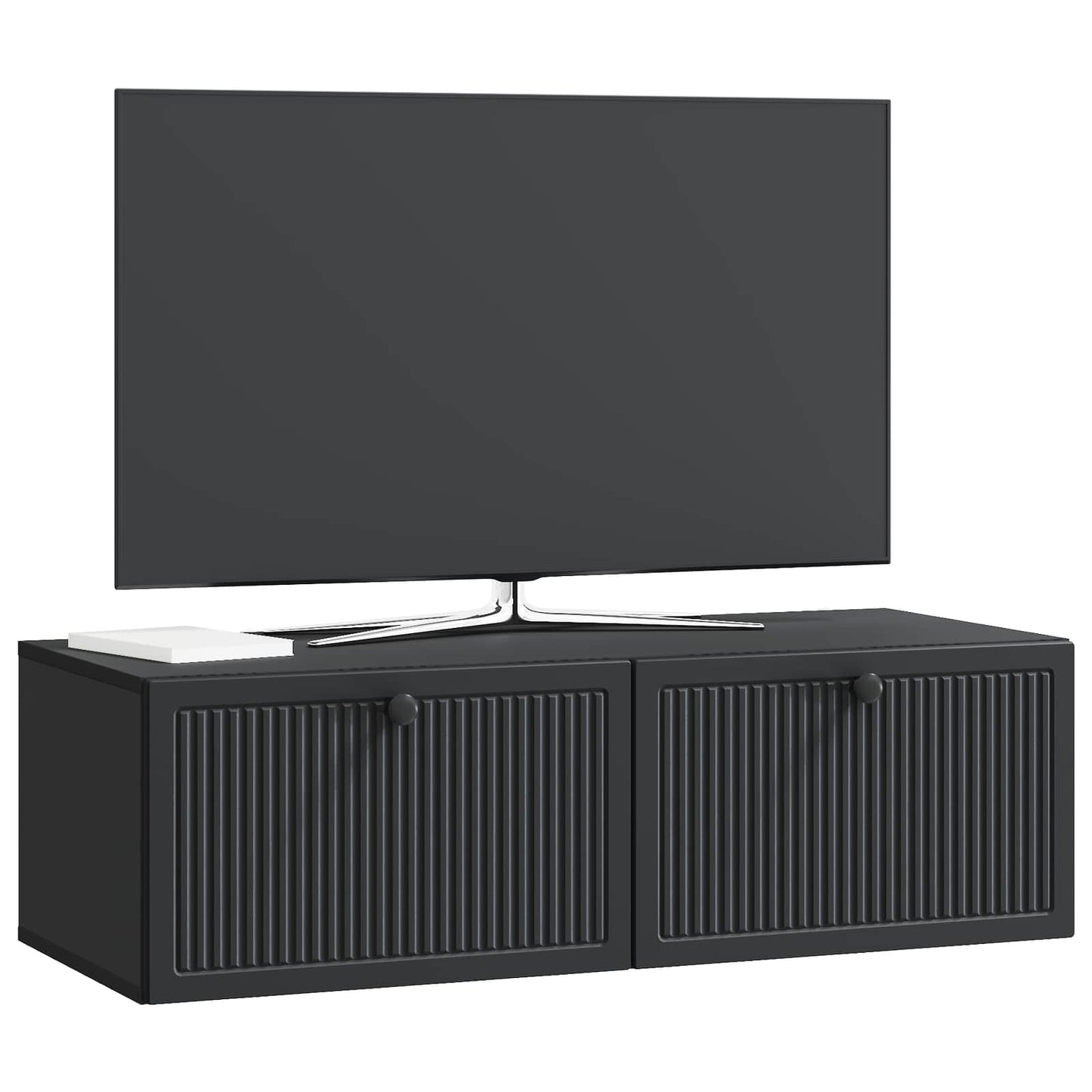 vidaXL Wall-Mounted TV Cabinet Black 98 x 41 x 30 cm Engineered Wood 3
