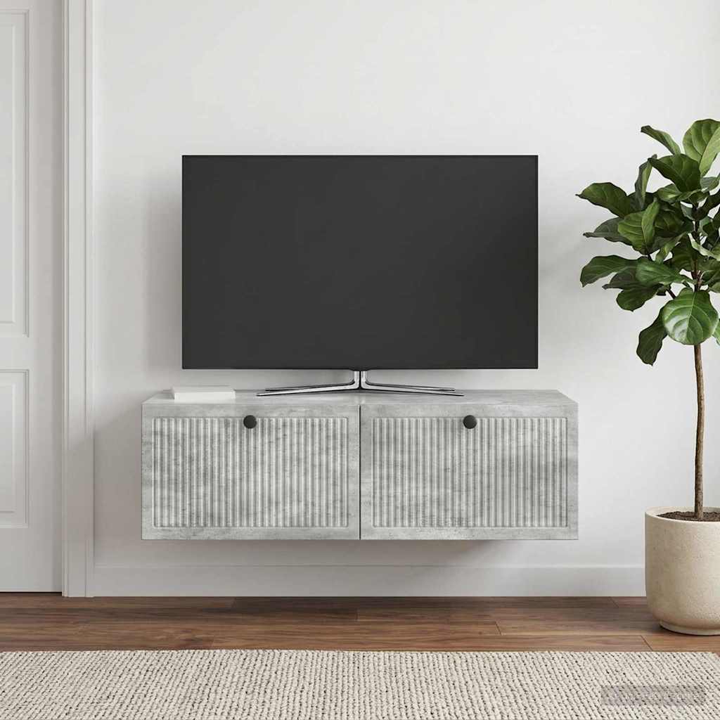 Wall-Mounted TV Cabinet 98 x 41 x 30 cm Depth 41 cm Width 98 cm Concrete grey