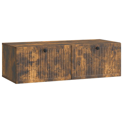 vidaXL Wall-Mounted TV Cabinet Wall-mounted Smoked Oak 98 x 41 x 30 cm 2