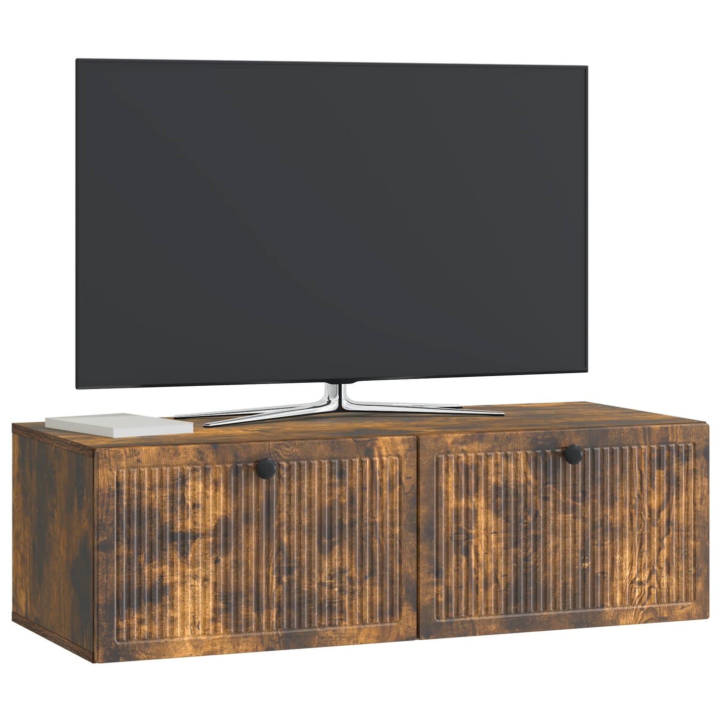 vidaXL Wall-Mounted TV Cabinet Wall-mounted Smoked Oak 98 x 41 x 30 cm 3