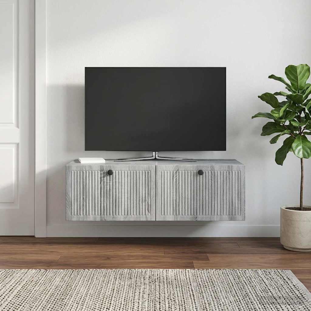 vidaXL Wall-Mounted TV Cabinet Grey Sonoma 98 x 41 x 30 cm 4