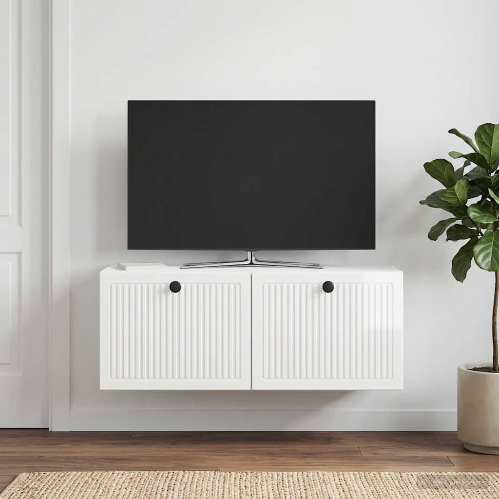 vidaXL Wall-Mounted TV Cabinet High Gloss White 78.5 x 31 x 30 cm 4