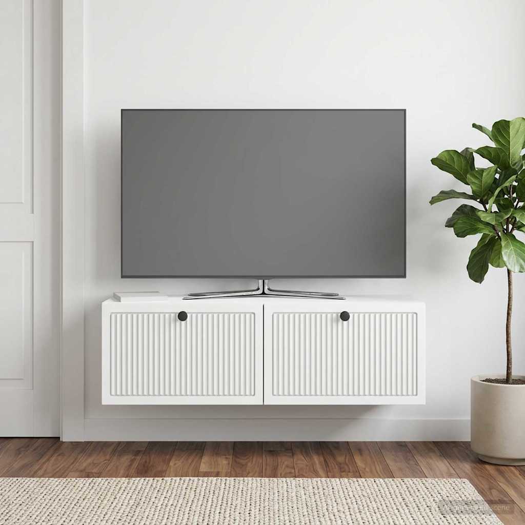 vidaXL Wall-Mounted TV Cabinet White 98 x 31 x 30 cm Engineered Wood 4