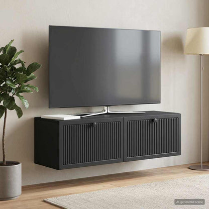 vidaXL Wall-Mounted TV Cabinet Black 98 x 31 x 30 cm Engineered Wood 4