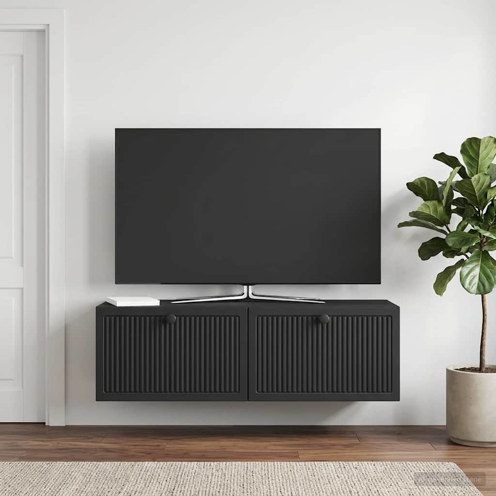 vidaXL Wall-Mounted TV Cabinet Black 98 x 31 x 30 cm Engineered Wood 1