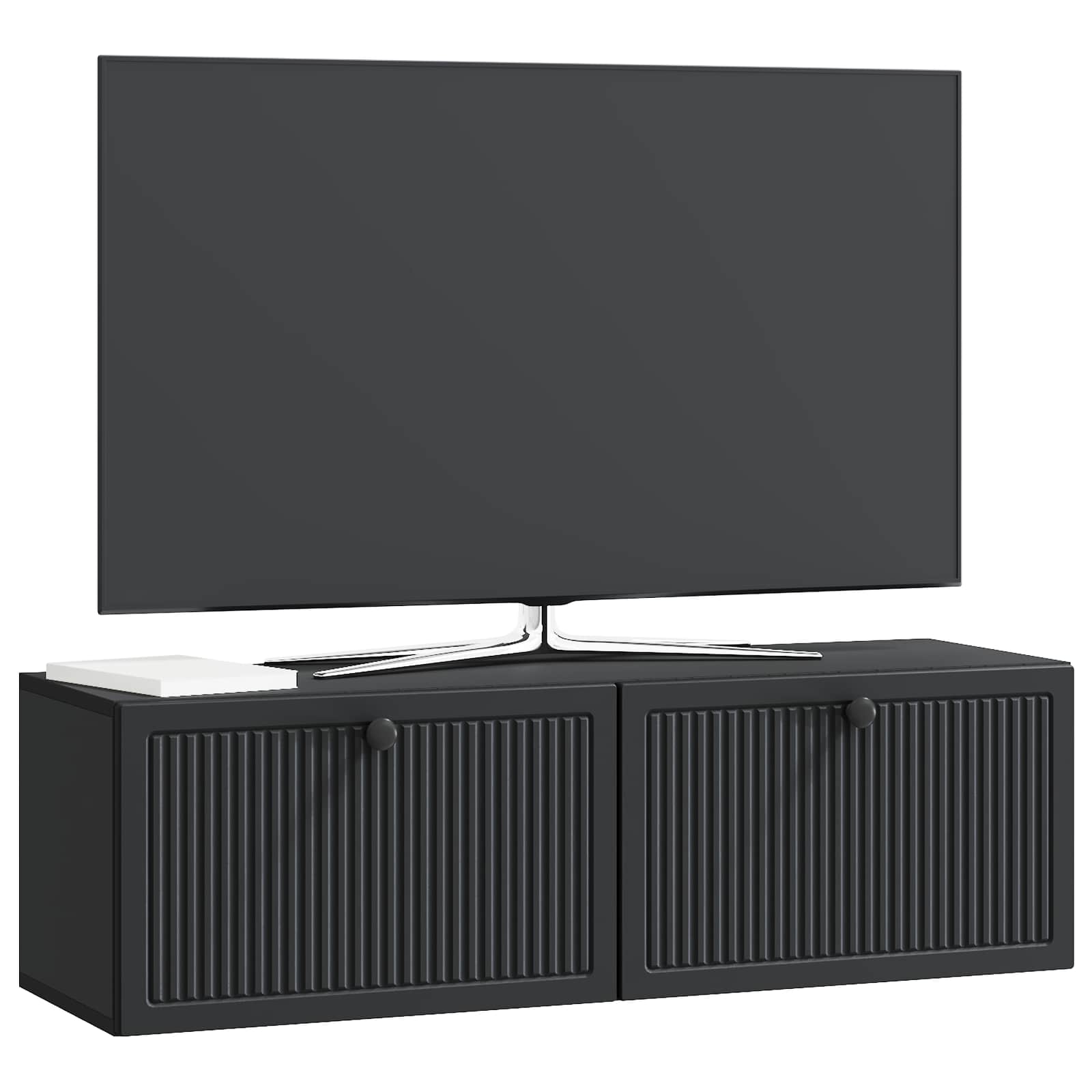 vidaXL Wall-Mounted TV Cabinet Black 98 x 31 x 30 cm Engineered Wood 3
