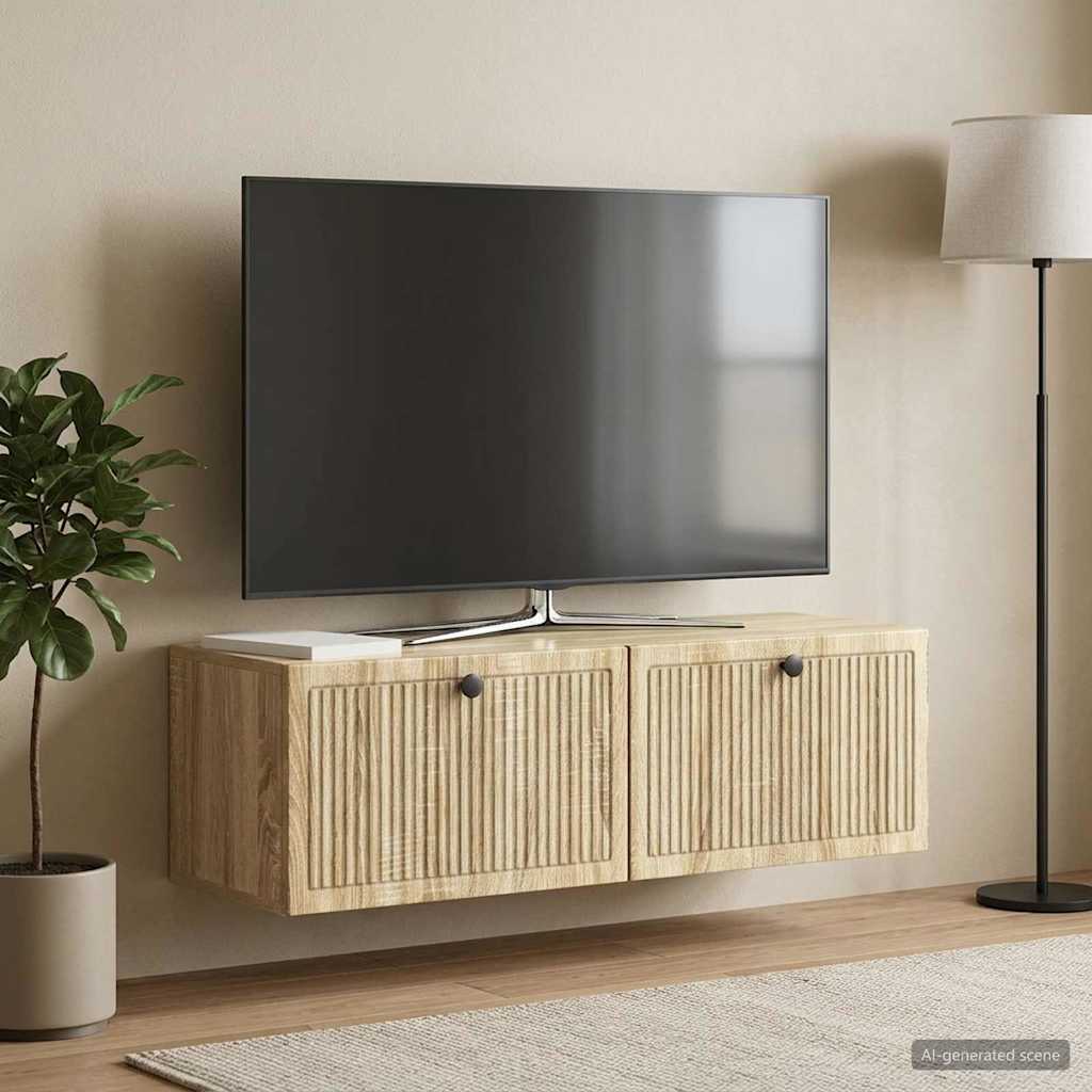 vidaXL Wall-Mounted TV Cabinet Wall-mounted Sonoma Oak 98 x 31 x 30 cm 1