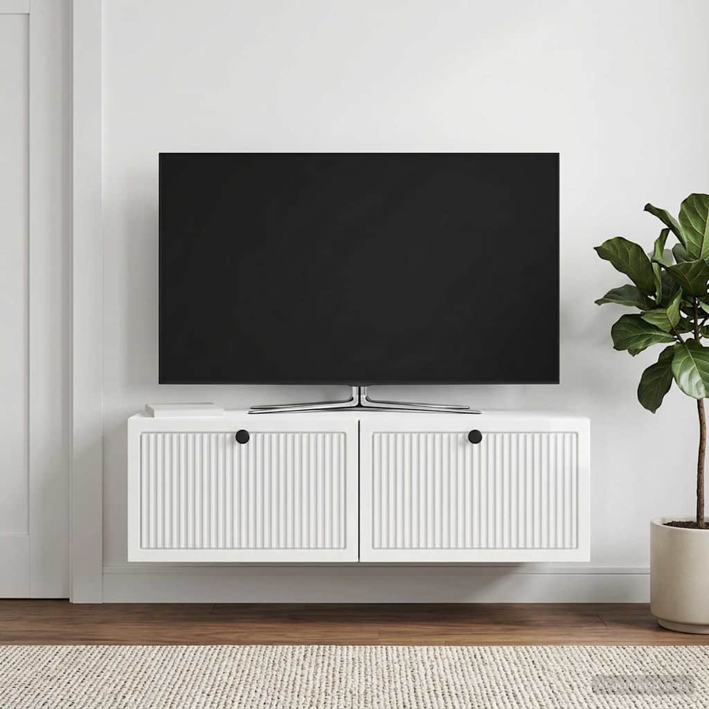 vidaXL Wall-Mounted TV Cabinet High Gloss White 98 x 31 x 30 cm 4