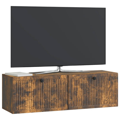 vidaXL Wall-Mounted TV Cabinet Wall-mounted Smoked Oak 98 x 31 x 30 cm 3