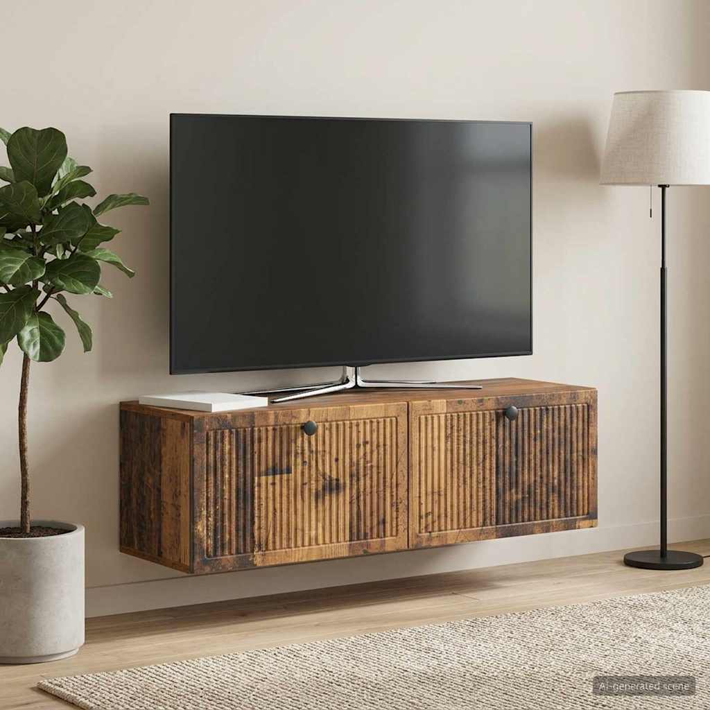 vidaXL Wall-Mounted TV Cabinet Wall-mounted Old Wood 98 x 31 x 30 cm 4