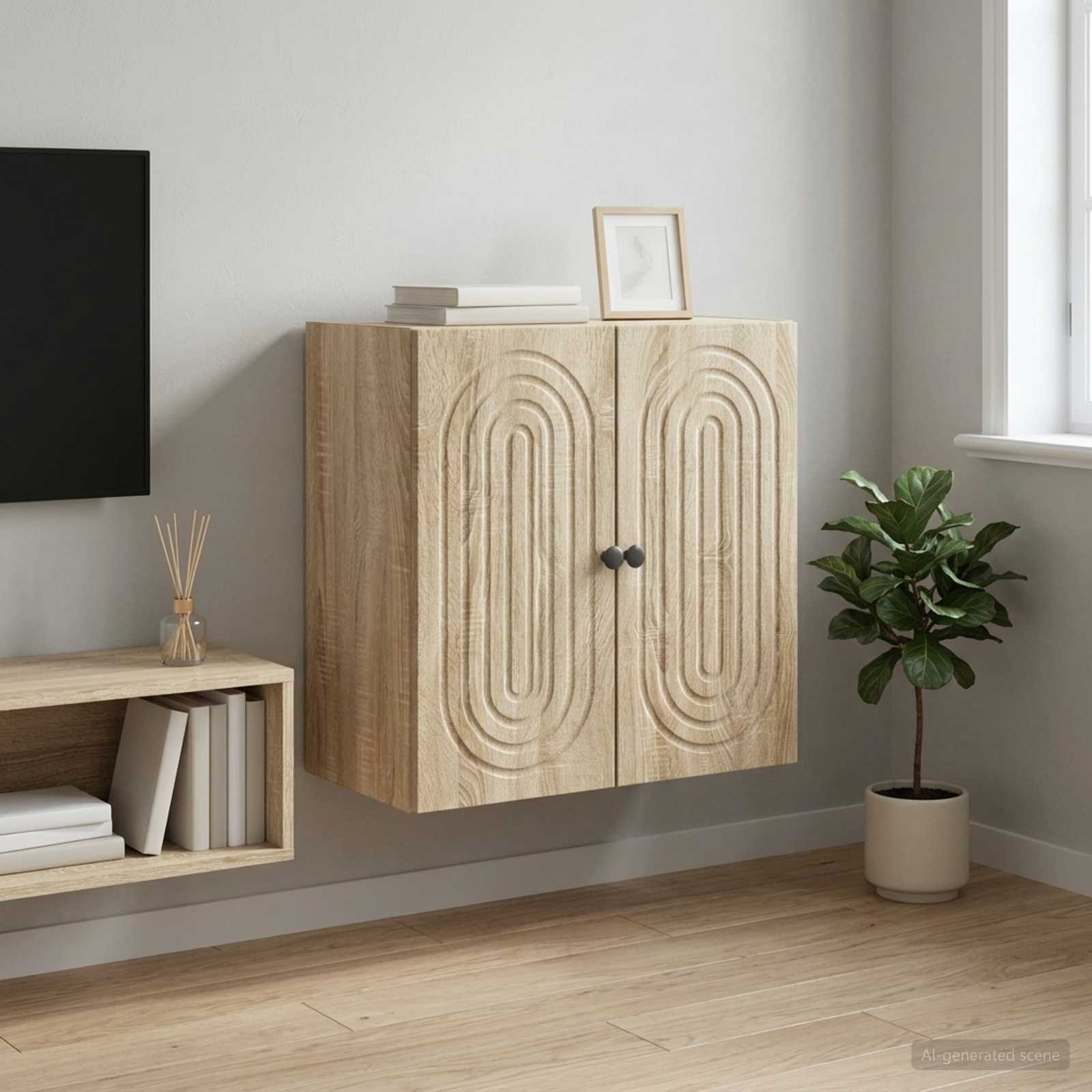 vidaXL Wall-Mounted Cabinet Sonoma Oak 59 x 31 x 60 cm Engineered Wood 1