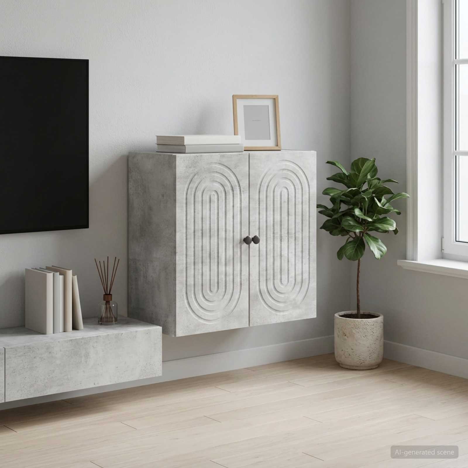 vidaXL Wall-Mounted Cabinet Concrete Grey 59 x 31 x 60 cm 1