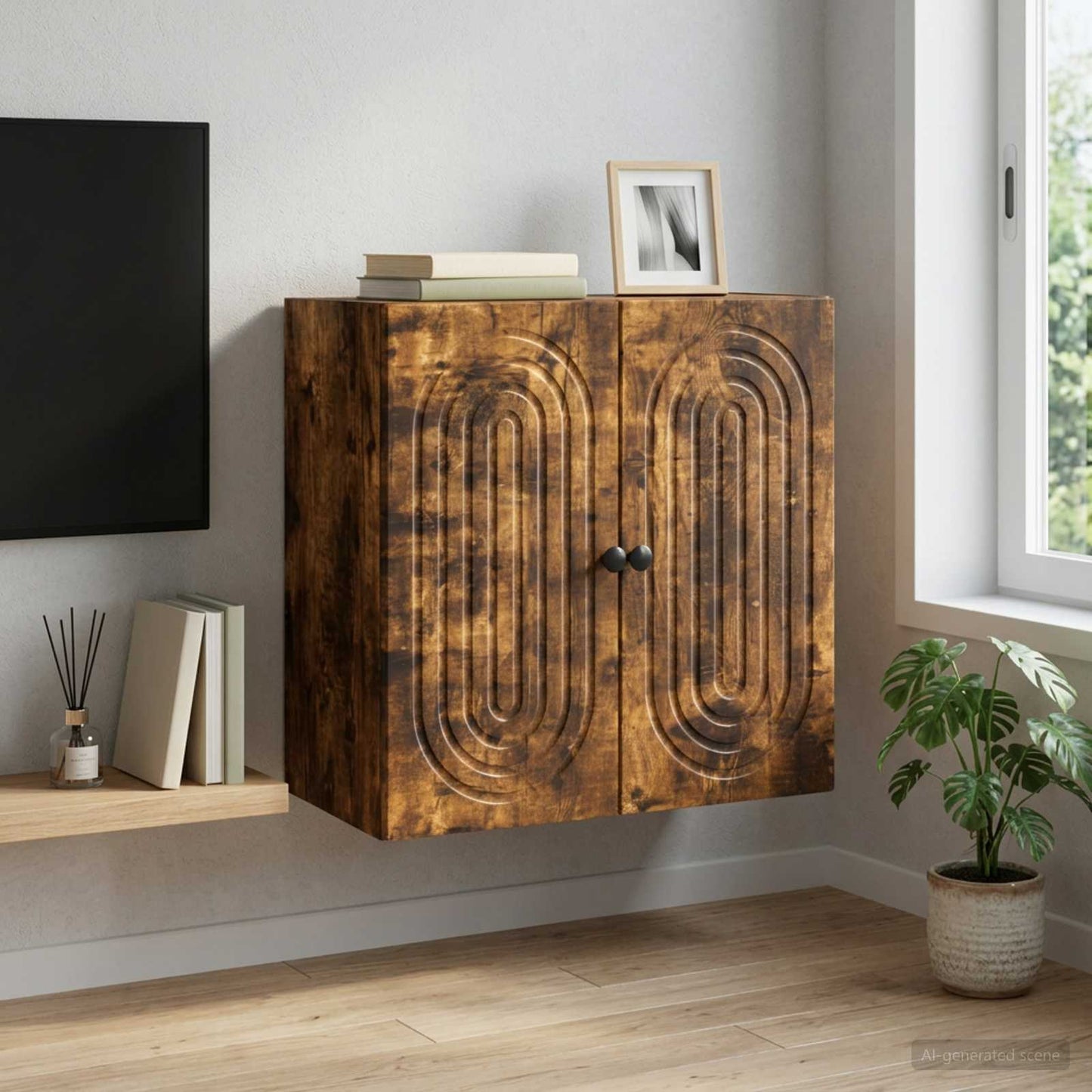 vidaXL Wall-Mounted Cabinet 59 x 31 x 60 cm Engineered Wood Smoked Oak 1