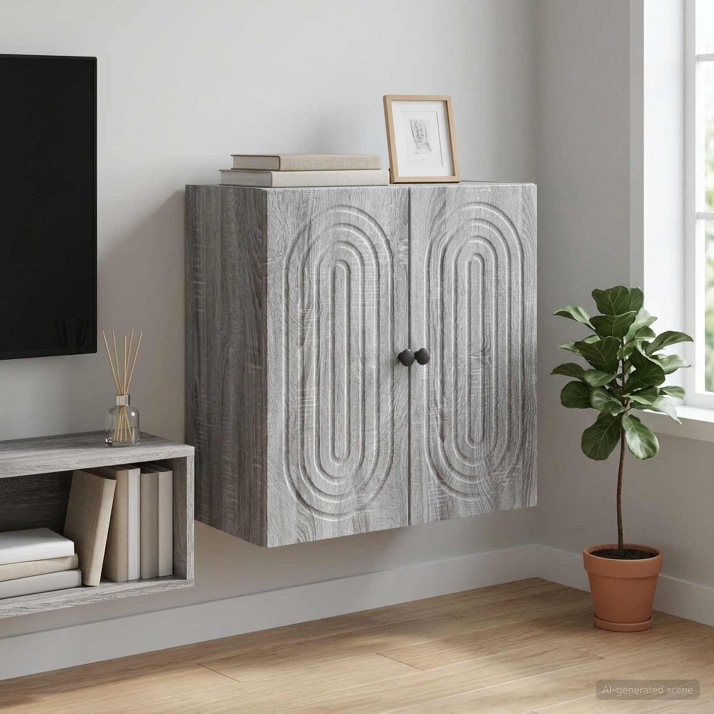 vidaXL Wall-Mounted Cabinet Grey Sonoma 59 x 31 x 60 cm 1