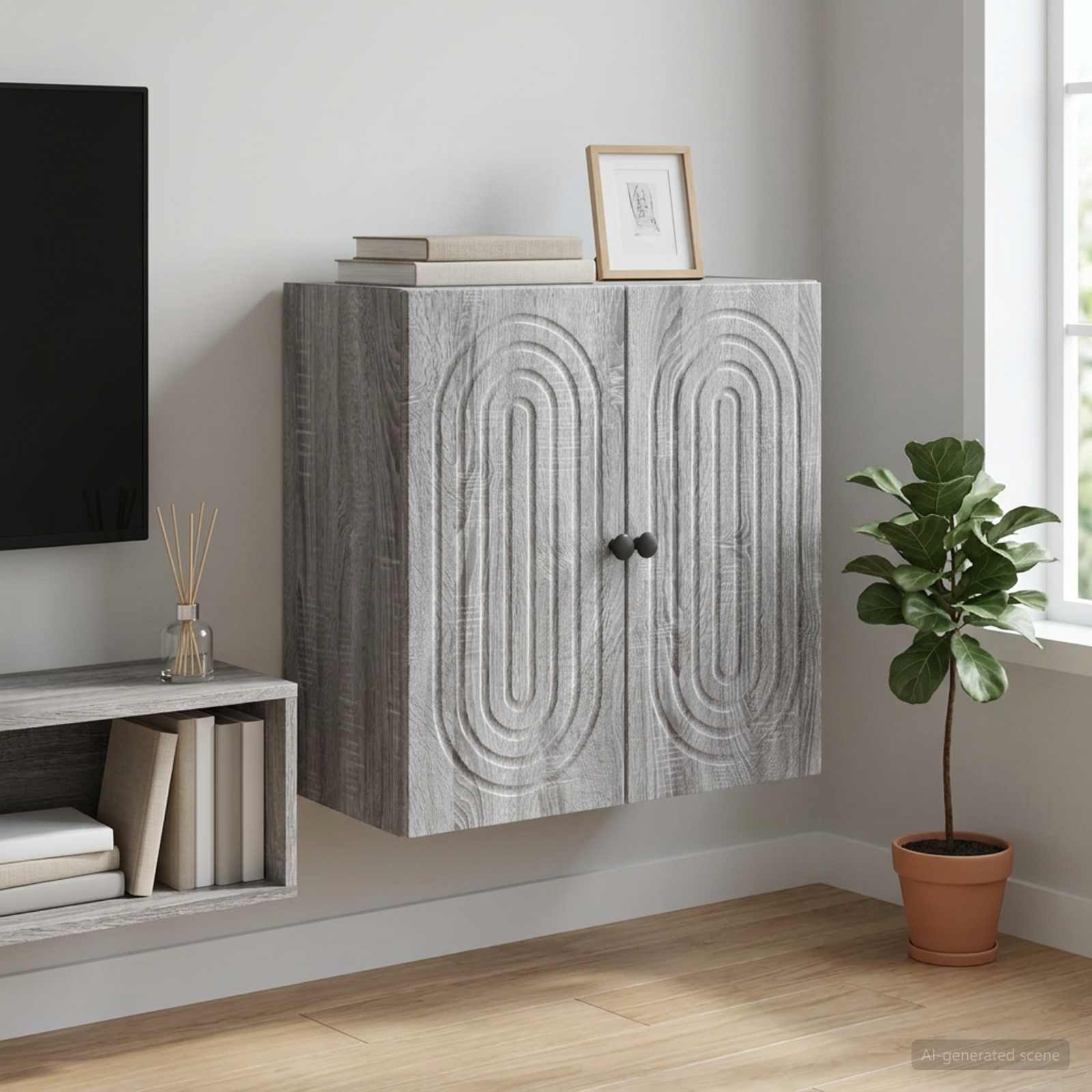 vidaXL Wall-Mounted Cabinet Grey Sonoma 59 x 31 x 60 cm 1