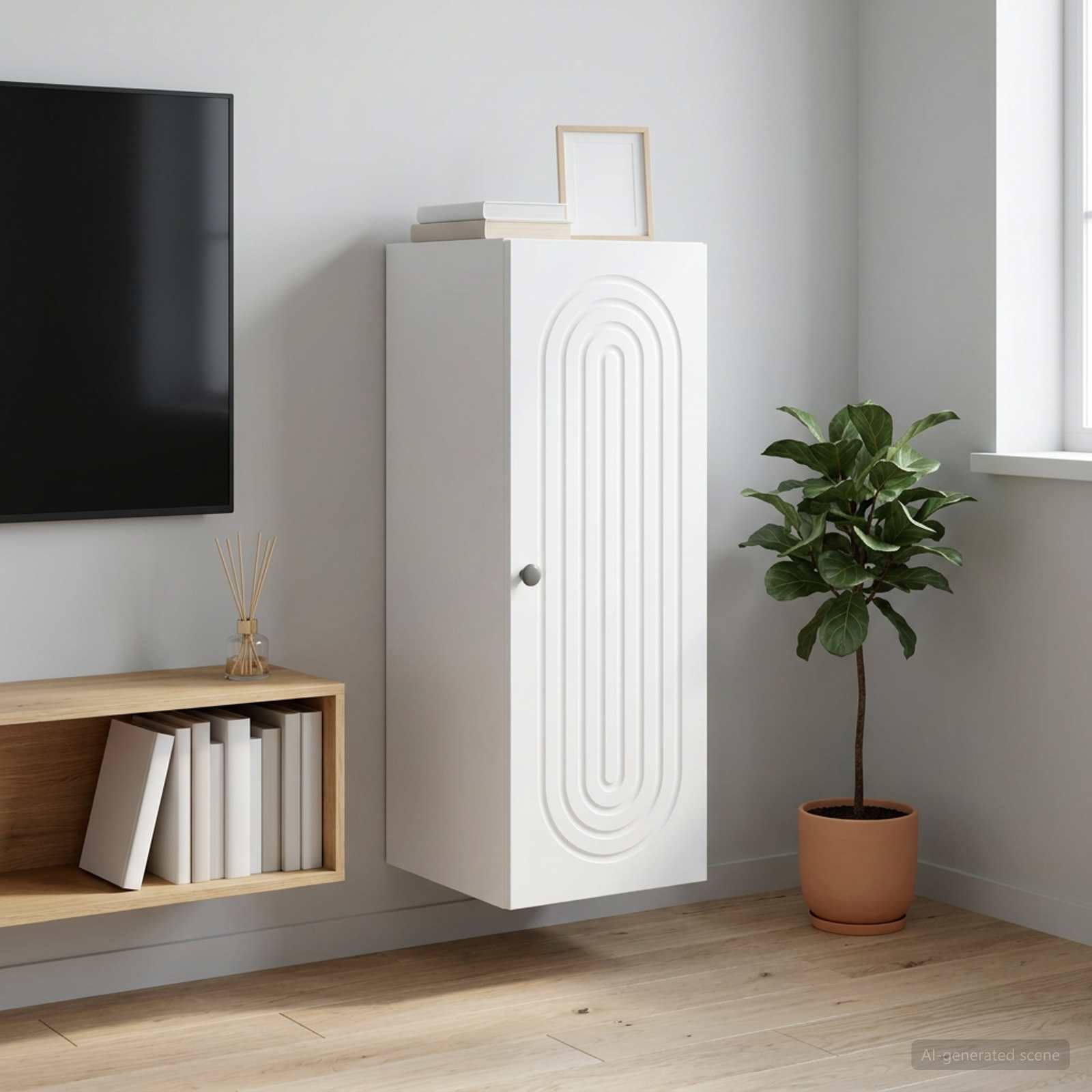 vidaXL Wall-Mounted Cabinet White 33 x 34.5 x 90 cm Engineered Wood 1