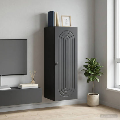 vidaXL Wall-Mounted Cabinet Black 33 x 34.5 x 90 cm Engineered Wood 1