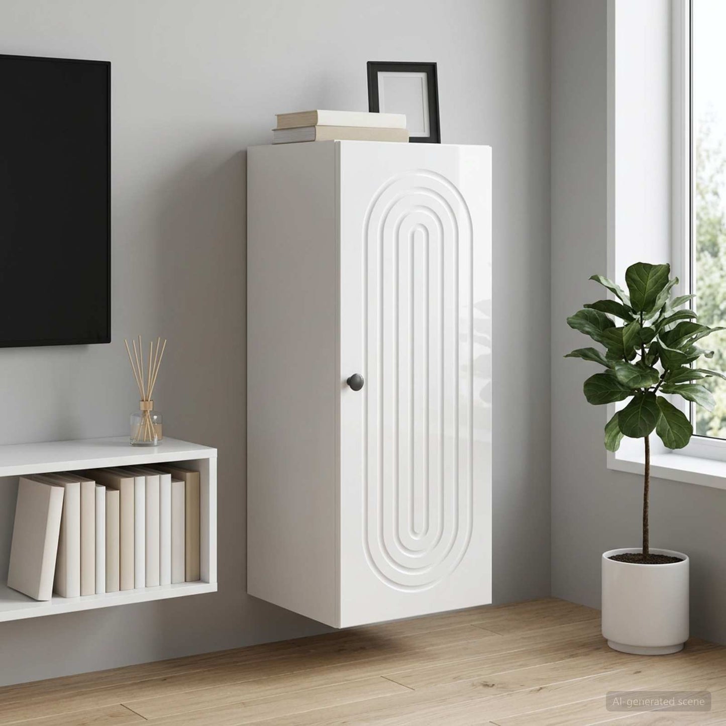 vidaXL Wall-Mounted Cabinet High Gloss White 33 x 34.5 x 90 cm 1