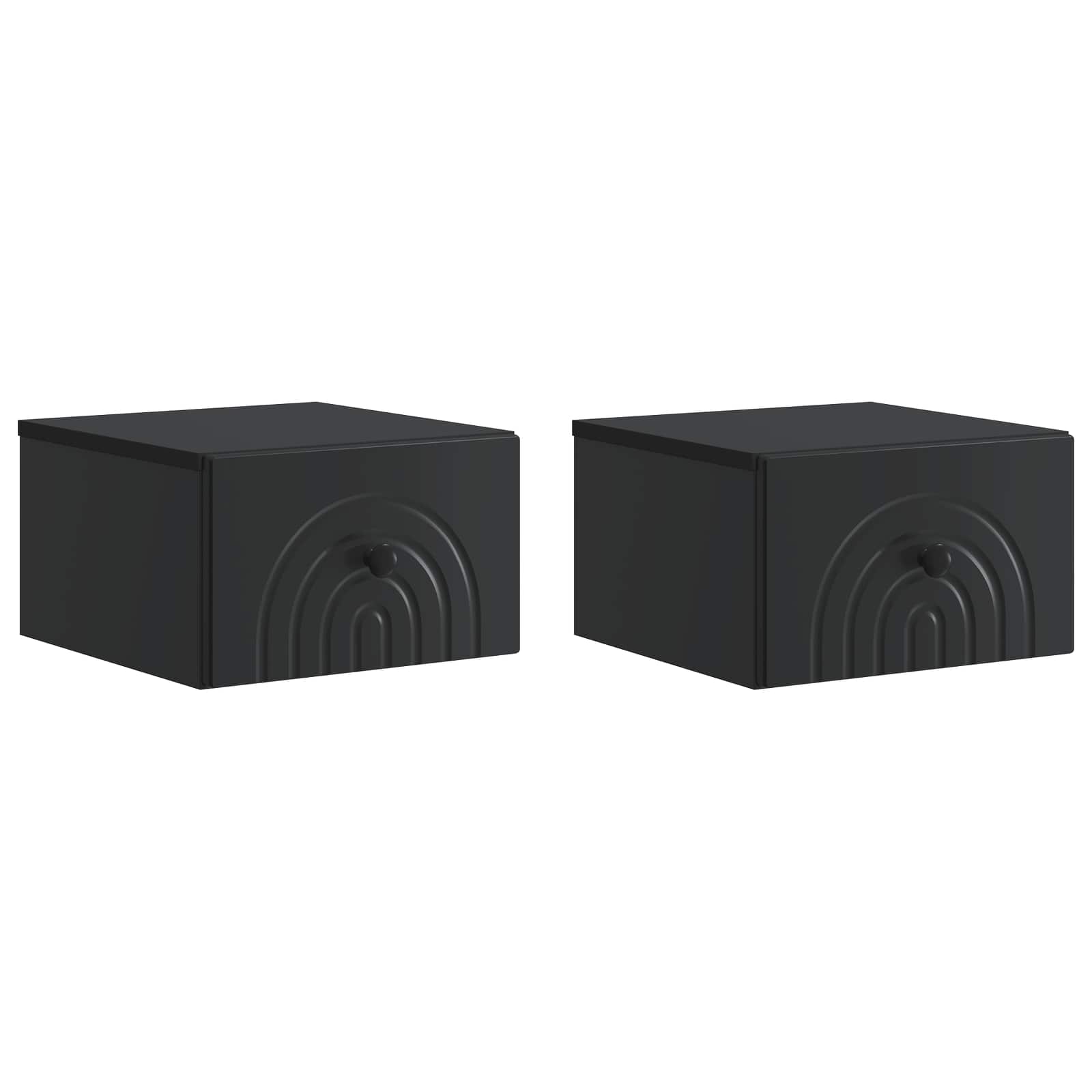 vidaXL Wall-Mounted Bedside Cabinet 2 pcs Black 33 x 34.5 x 20 cm 2