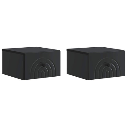 vidaXL Wall-Mounted Bedside Cabinet 2 pcs Black 33 x 34.5 x 20 cm 2