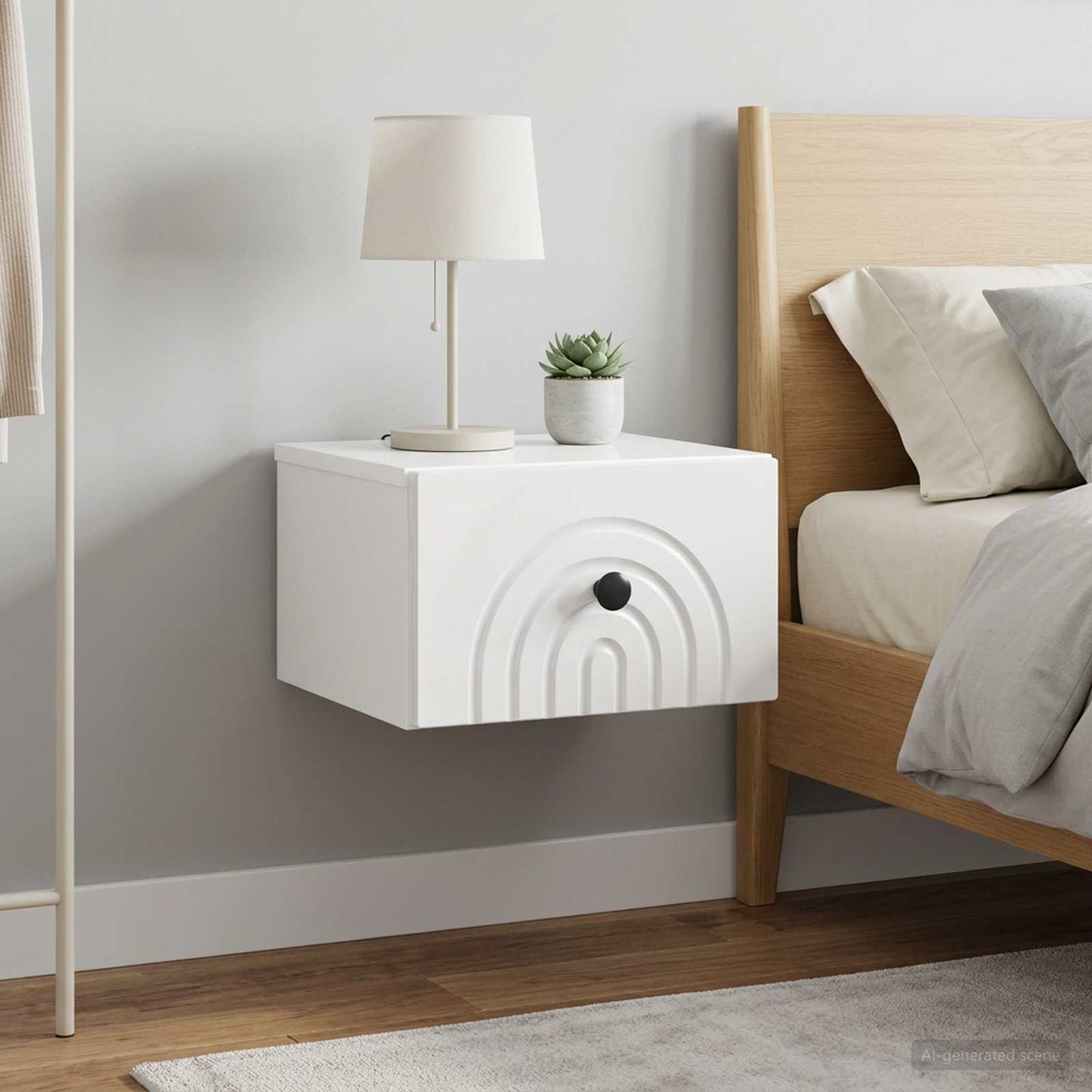 vidaXL Wall-Mounted Bedside Cabinet 2 pcs High Gloss White 4