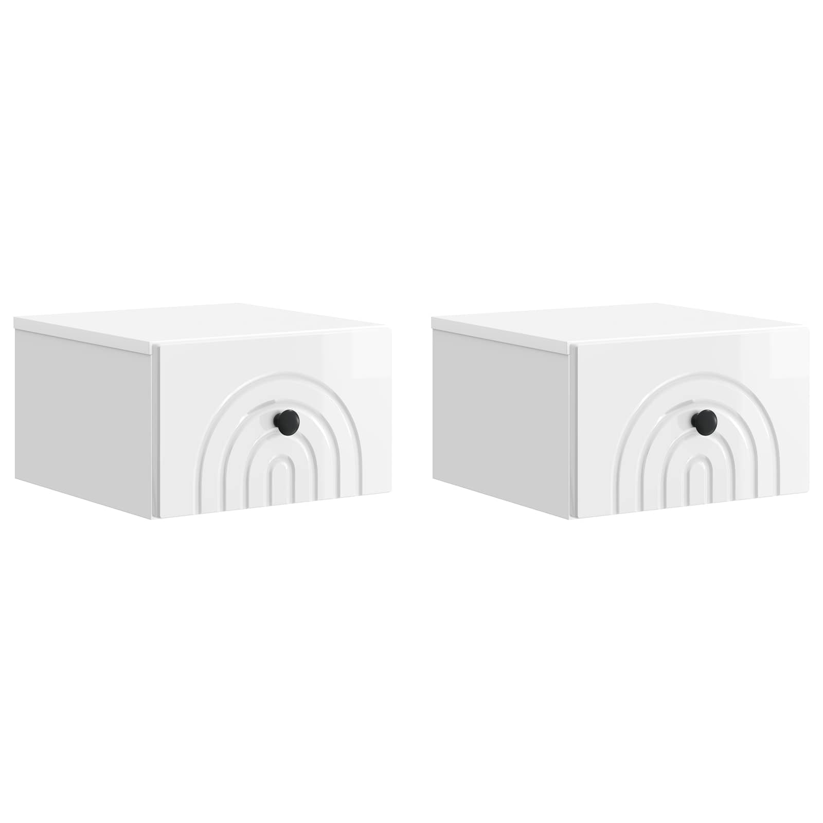 vidaXL Wall-Mounted Bedside Cabinet 2 pcs High Gloss White 2