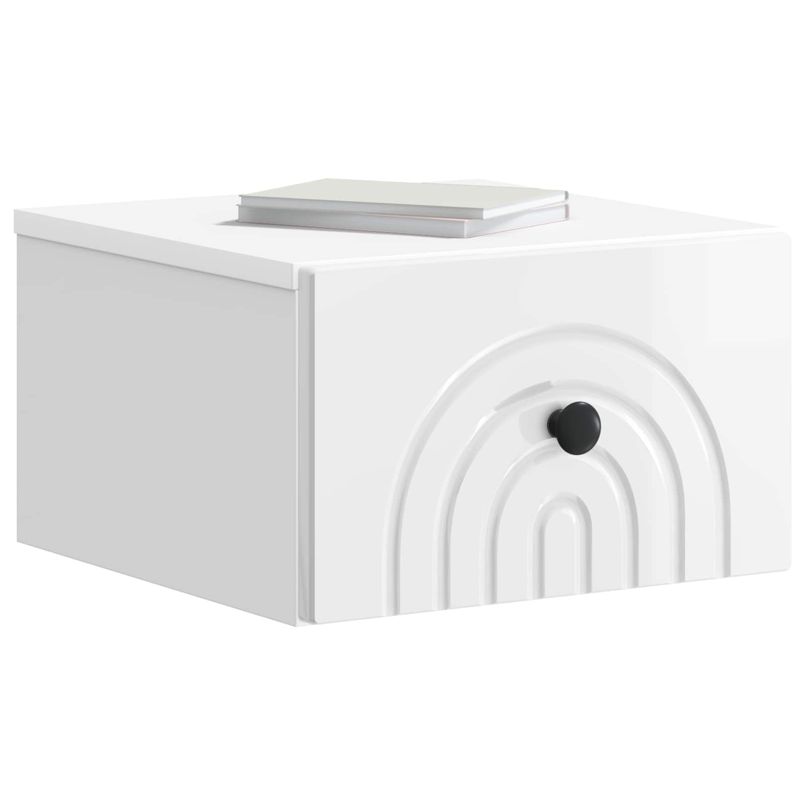 vidaXL Wall-Mounted Bedside Cabinet 2 pcs High Gloss White 3