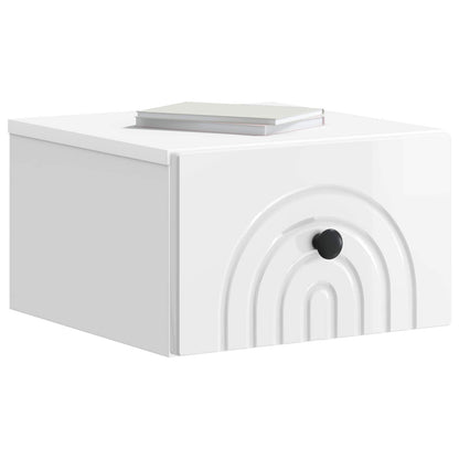 vidaXL Wall-Mounted Bedside Cabinet 2 pcs High Gloss White 3