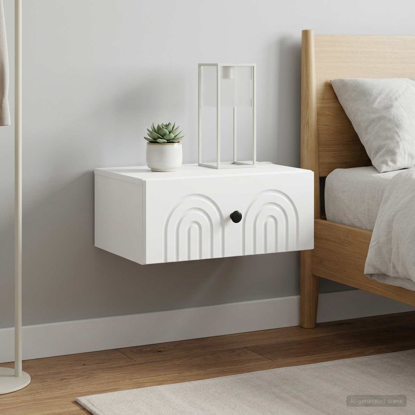 vidaXL Wall-Mounted Bedside Cabinet 2 pcs White 49 x 34.5 x 20 cm 1