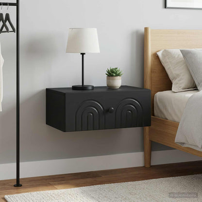 vidaXL Wall-Mounted Bedside Cabinet 2 pcs Black 49 x 34.5 x 20 cm 4