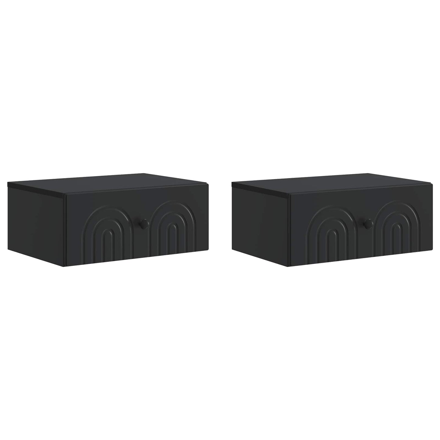 vidaXL Wall-Mounted Bedside Cabinet 2 pcs Black 49 x 34.5 x 20 cm 2