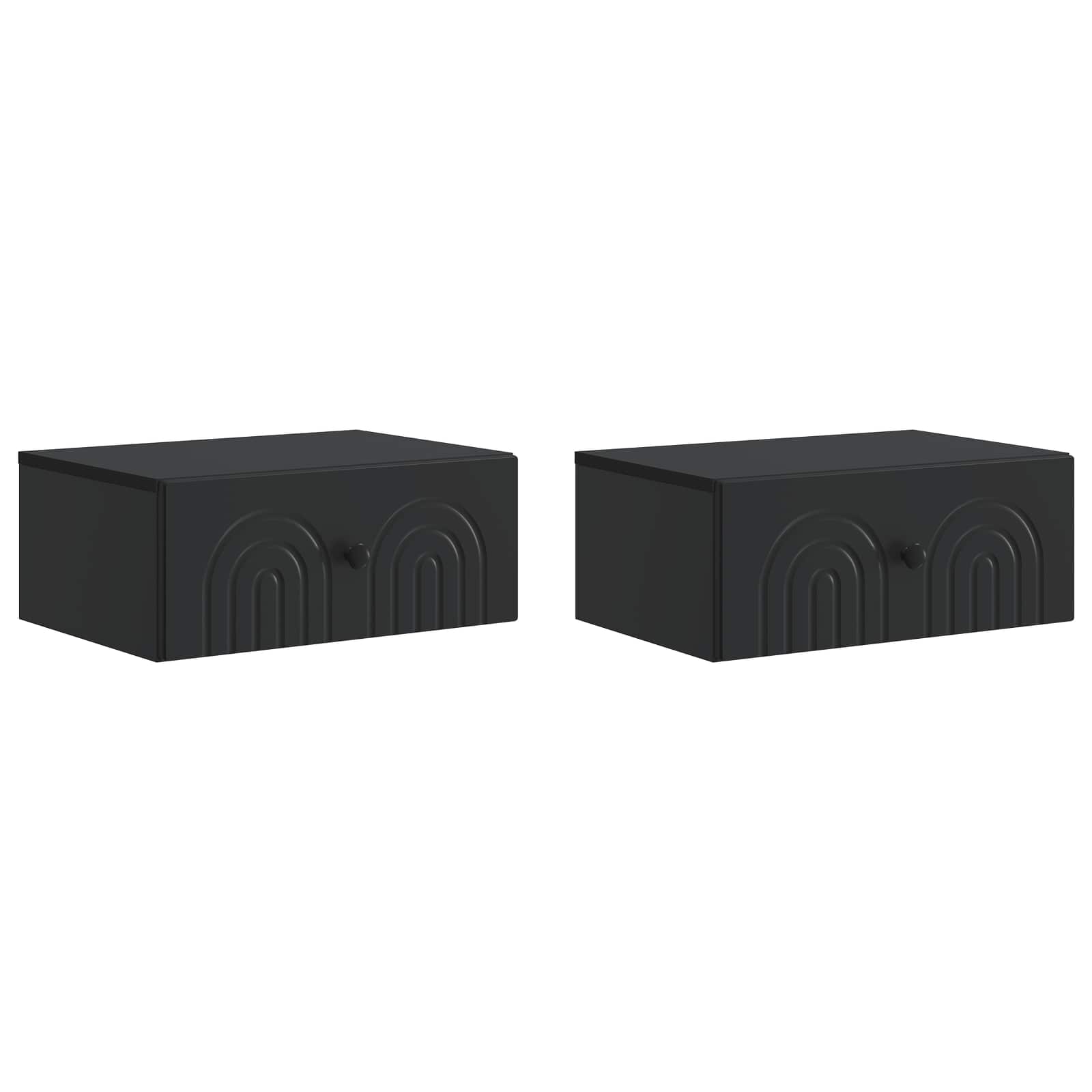 vidaXL Wall-Mounted Bedside Cabinet 2 pcs Black 49 x 34.5 x 20 cm 2