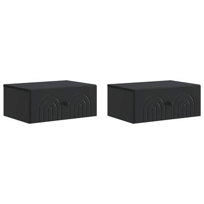 vidaXL Wall-Mounted Bedside Cabinet 2 pcs Black 49 x 34.5 x 20 cm 2