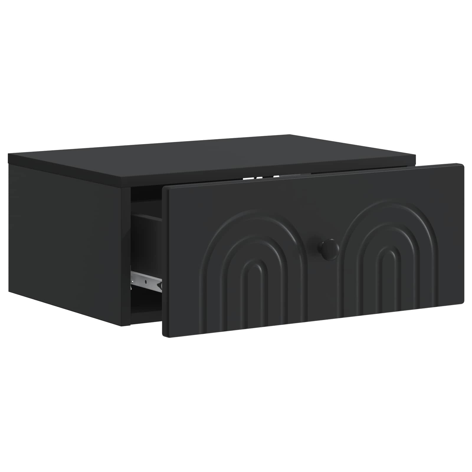 vidaXL Wall-Mounted Bedside Cabinet 2 pcs Black 49 x 34.5 x 20 cm 6