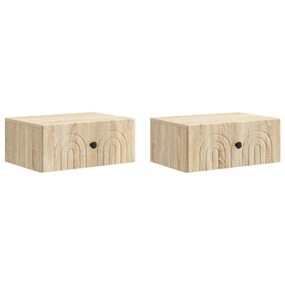 vidaXL Wall-Mounted Bedside Cabinet 2 pcs Sonoma Oak 49 x 34.5 x 20 cm 2