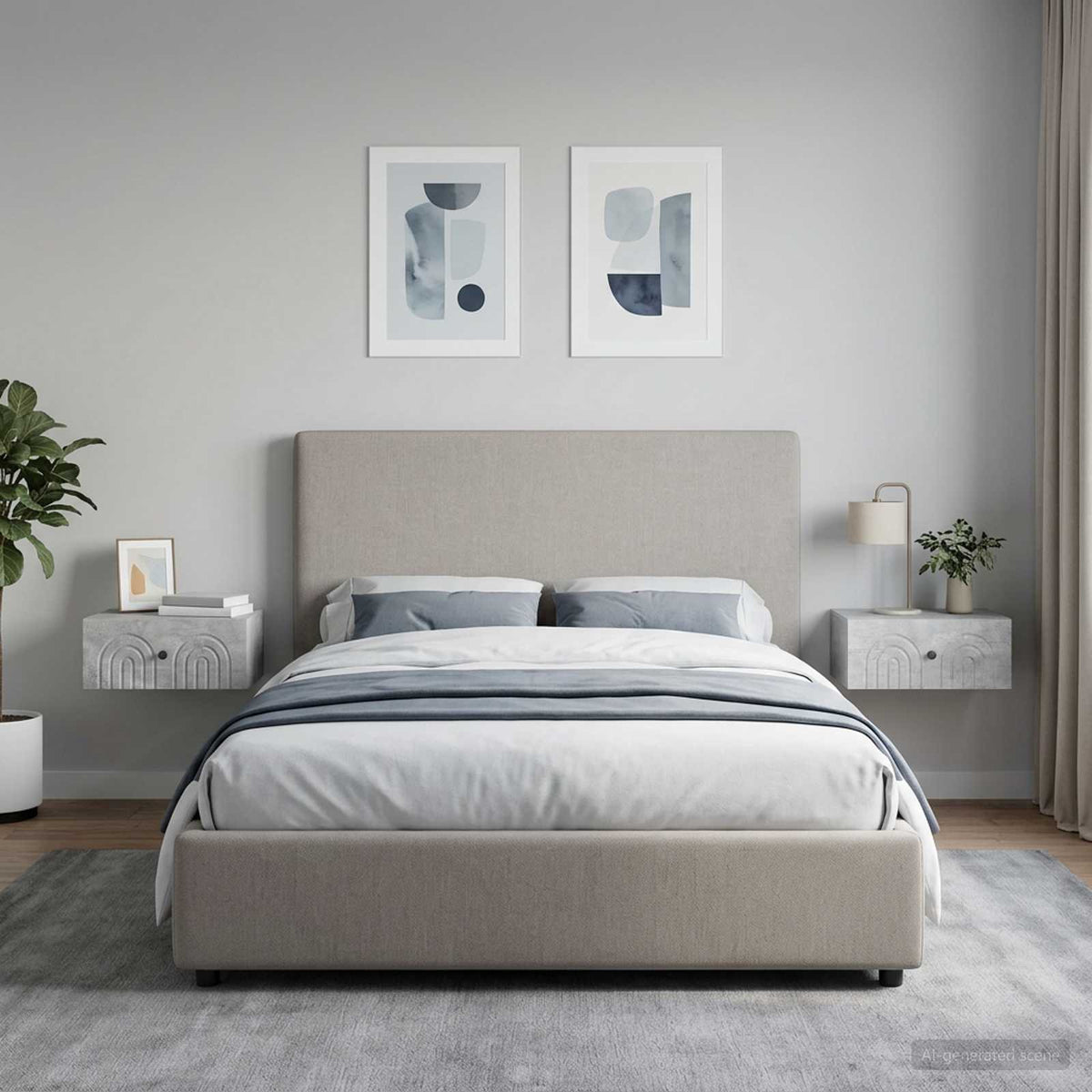 Wall-Mounted Bedside Cabinet 49 x 34.5 x 20 cm Concrete grey