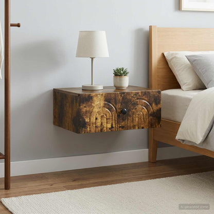 vidaXL Wall-Mounted Bedside Cabinet 2 pcs Smoked Oak 49 x 34.5 x 20 cm 4