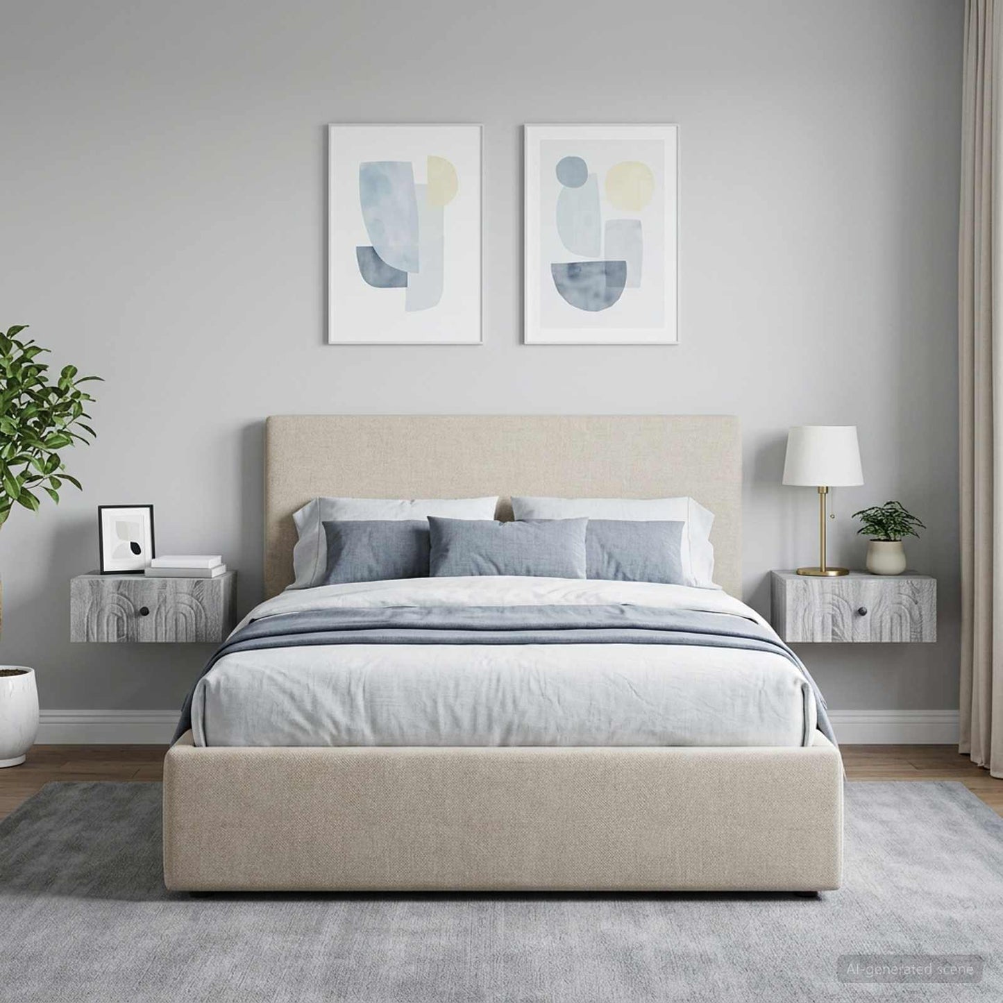 vidaXL Wall-Mounted Bedside Cabinet 2 pcs Grey Sonoma 1