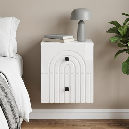 Wall-Mounted Bedside Cabinet 33 x 34.5 x 40 cm High gloss white 1