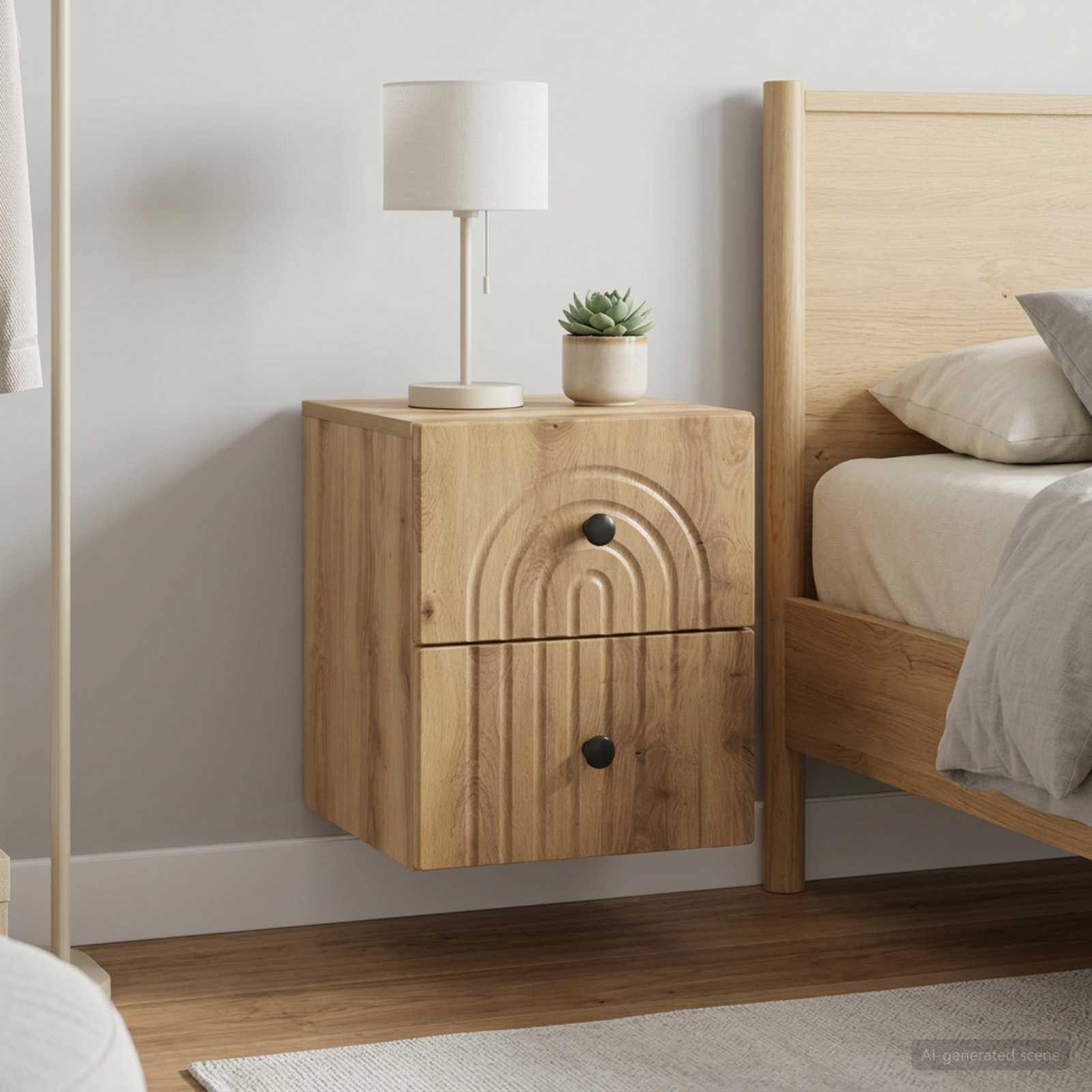 vidaXL Wall-Mounted Bedside Cabinet 2 pcs Artisan Oak 1