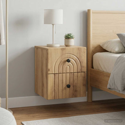 vidaXL Wall-Mounted Bedside Cabinet 2 pcs Artisan Oak 1